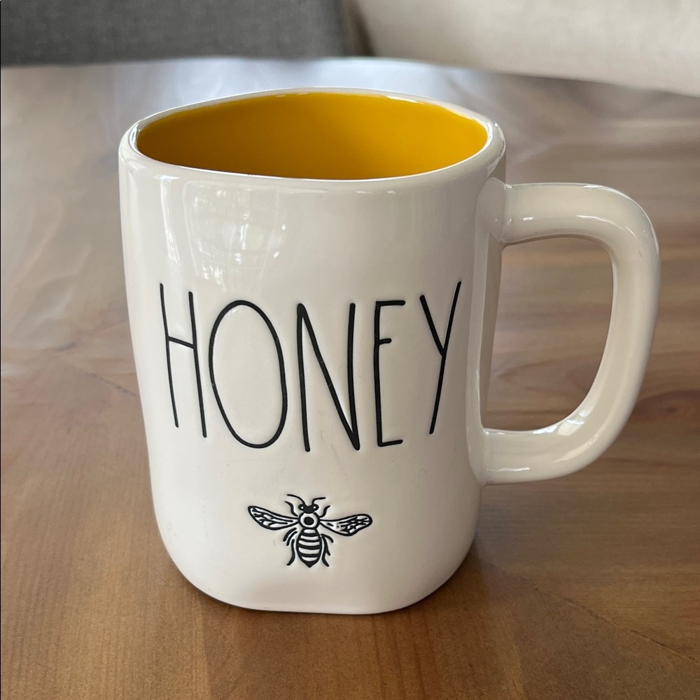 Rae Dunn Honey Mug - White with Yellow Interior